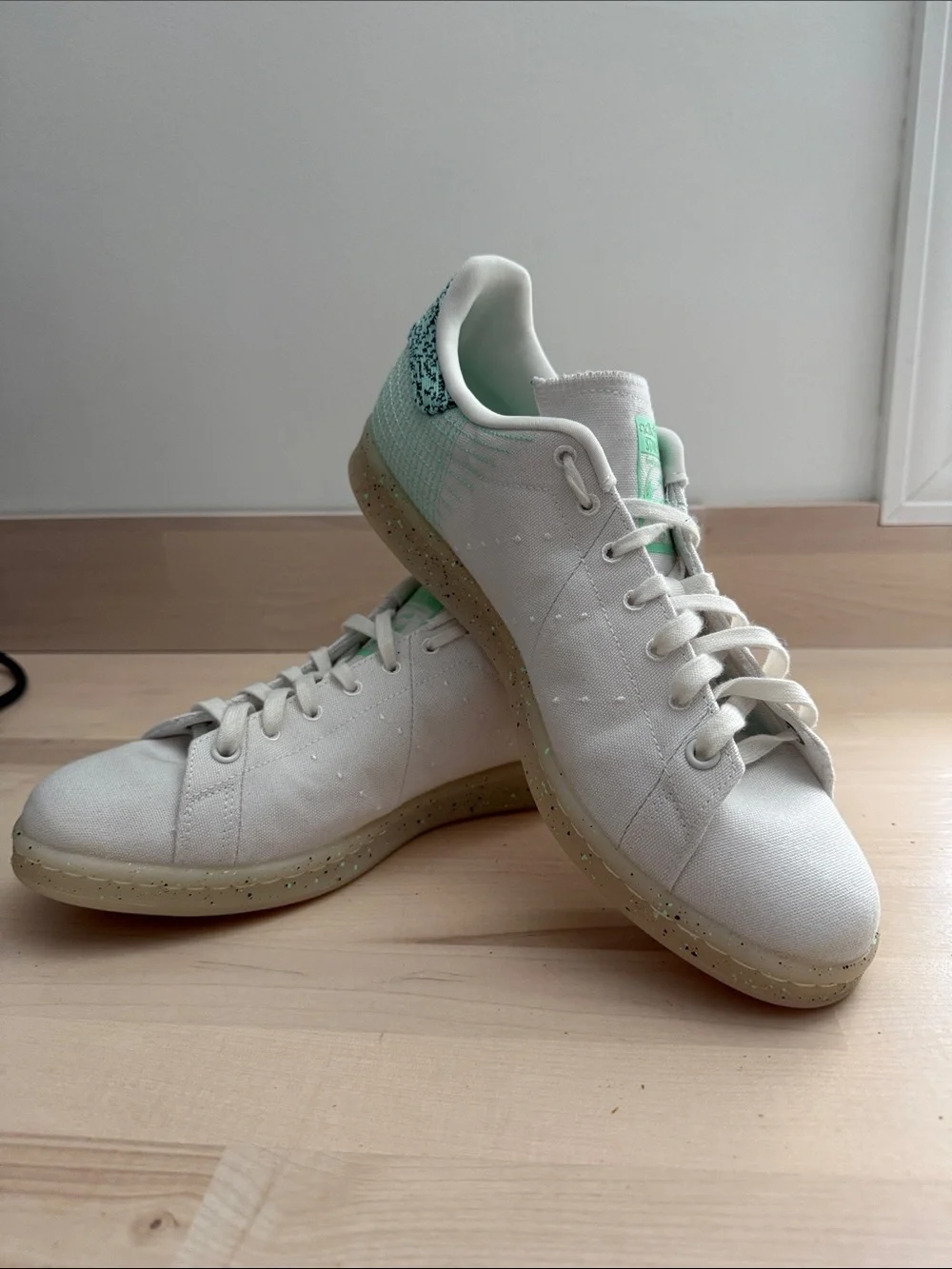 adidas White and Mint Green Athletic Sneakers
